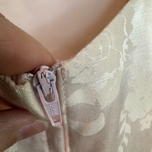 Romantic champagne vintage dress puffy sleeves lace cottagecore tulle - Picture 8 of 16